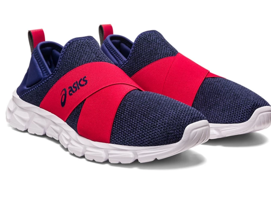 ASICS Unisex Quantum Lyte Slip-On Sneakers in Indigo Blue & Speed Red - Comfortable Slip-On Shoes for Men & Women