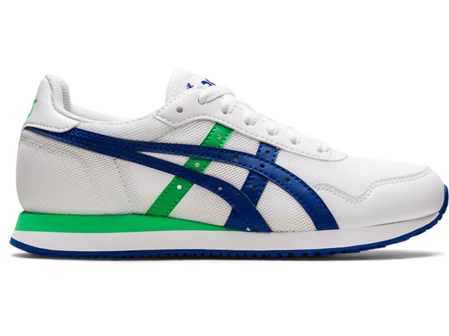 ASICS Kids' Tiger Runner Sneakers in White/Monaco Blue - Grade School Running Shoes
