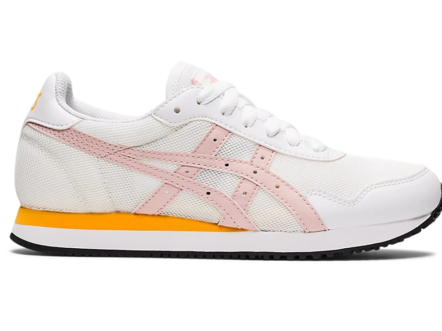 ASICS Kids' TIGER RUNNER Sneakers in White/Ginger Peach - Lightweight Running Shoes for Grade School