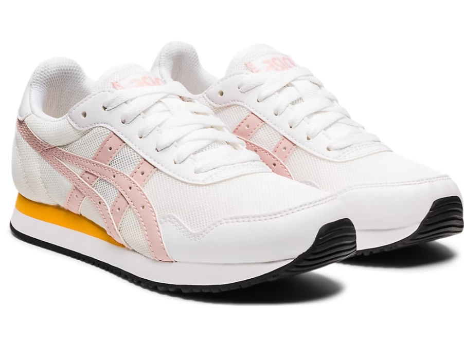 ASICS Kids' TIGER RUNNER Sneakers in White/Ginger Peach - Lightweight Running Shoes for Grade School