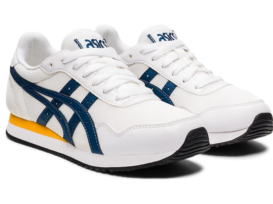 ASICS Kids' TIGER RUNNER Sneakers in White/Light Indigo - Grade School Running Shoes