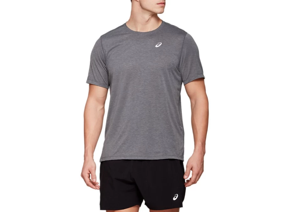 ASICS Men's Dorai Short Sleeve Top - Dark Grey Heather Athletic Shirt