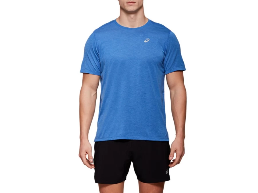 ASICS Men's DORAI Short Sleeve Top - Asics Blue Heather Athletic Shirt