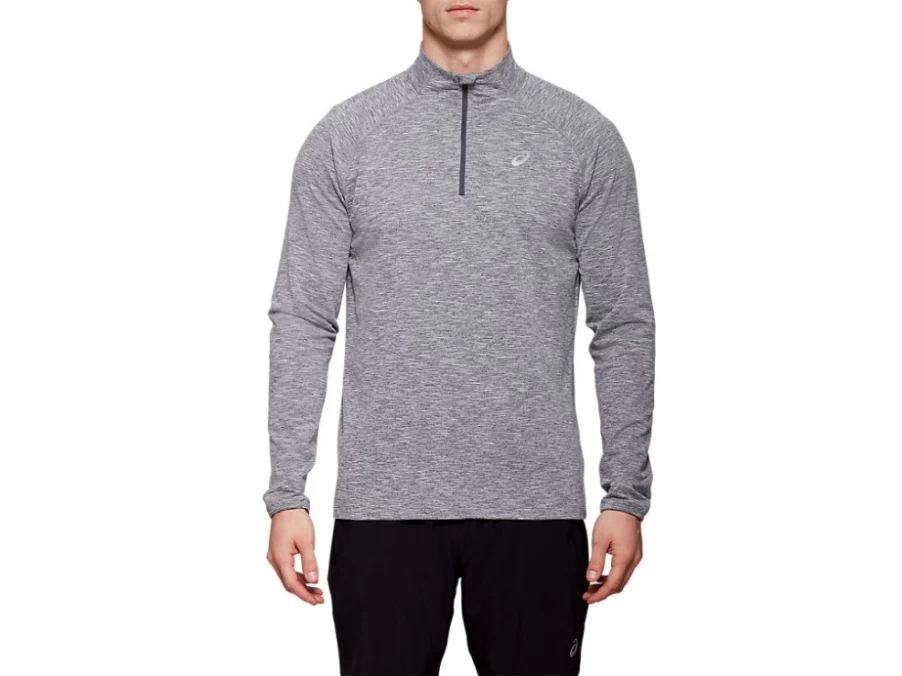 ASICS Men's DORAI Quarter Zip Top - Dark Grey Heather Pullover for Athletic Performance