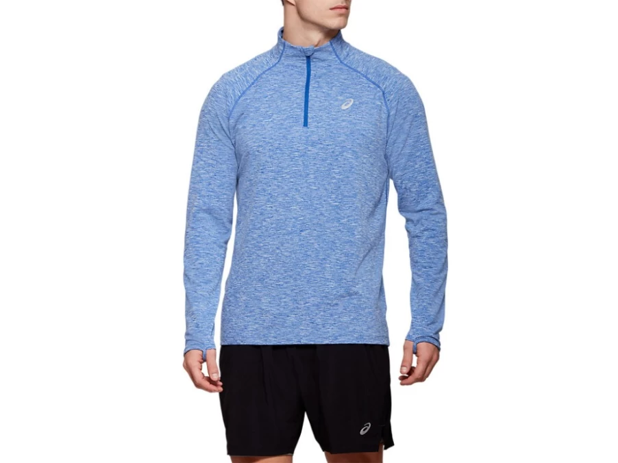 ASICS Men's DORAI Quarter Zip Top in Asics Blue Heather - Lightweight Performance Pullover