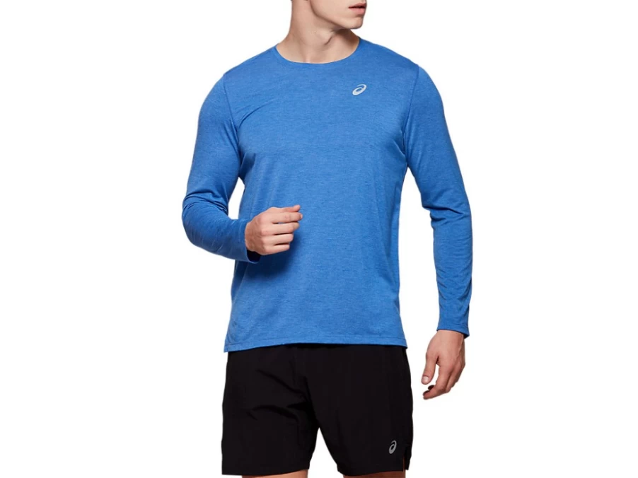 ASICS Men's Dorai Long Sleeve Top - Asics Blue Heather Performance Shirt