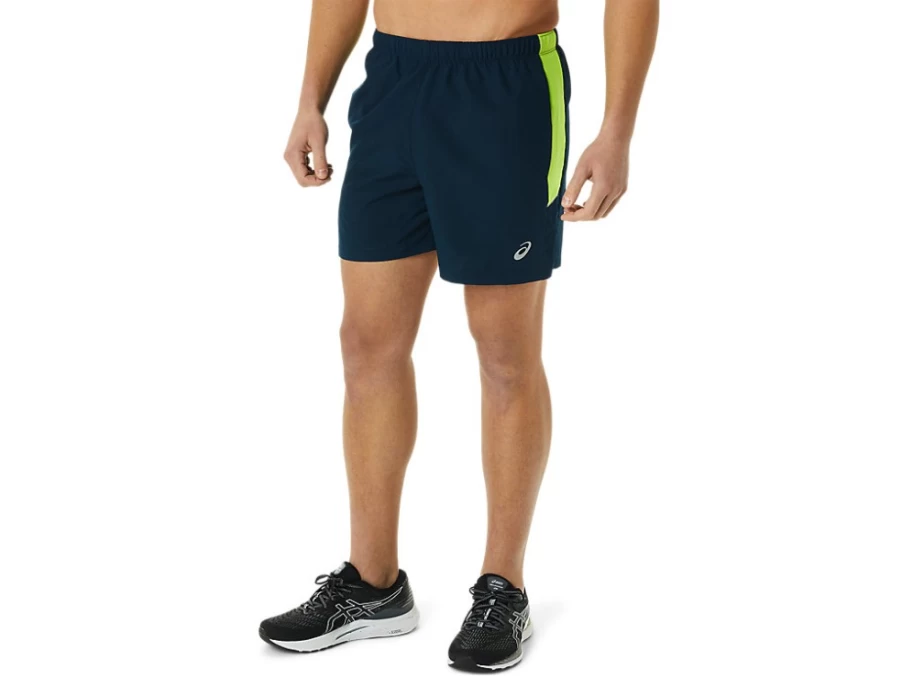 ASICS Men's 5-Inch PR LYTE Shorts - French Blue/Hazard Green Running Athletic Shorts