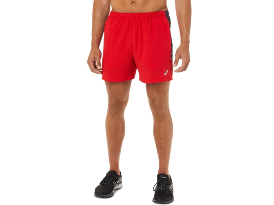 ASICS Men's 5-Inch Lightweight Running Shorts - Electric Red Heather/Carrier Grey