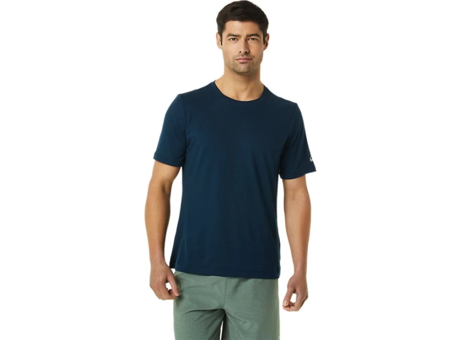 ASICS Men's SS HTHR Tech Top in Lake Drive Heather - Performance Athletic Shirt