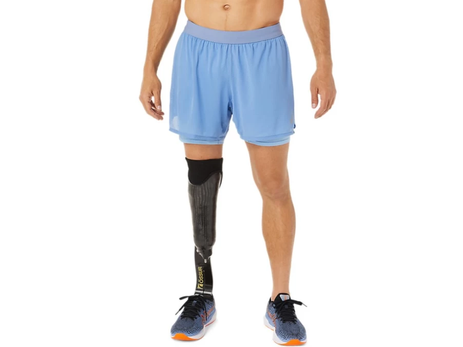 ASICS Men's Blue Harmony/Blue Bliss Ventilate 2-in-1 5-Inch Running Shorts with Mesh Liner