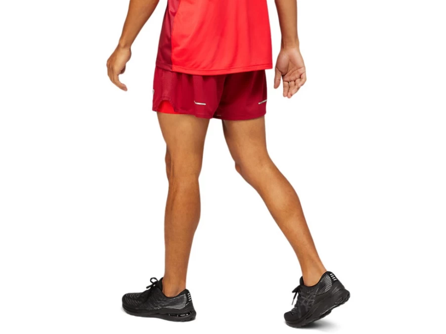ASICS Men's Burgundy/Electric Red Ventilate 2-in-1 5-Inch Running Shorts