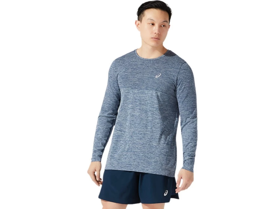 ASICS Men's French Blue Race Seamless Long Sleeve Performance Top
