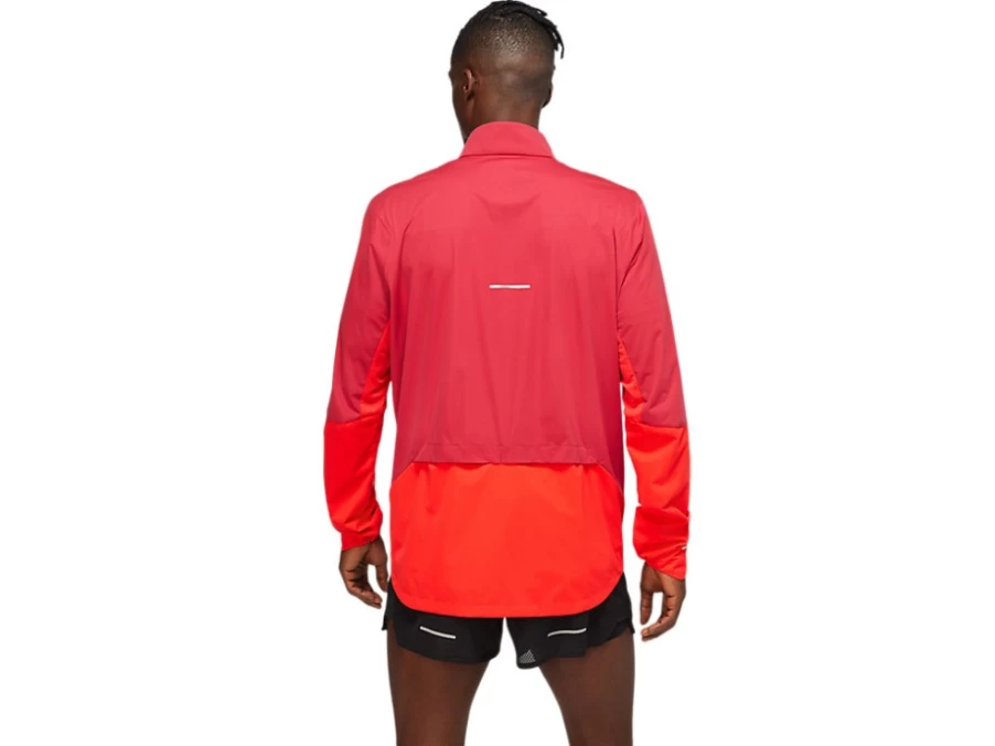 ASICS Men's Burgundy/Electric Red Ventilate Jacket - Lightweight Breathable Running Jacket