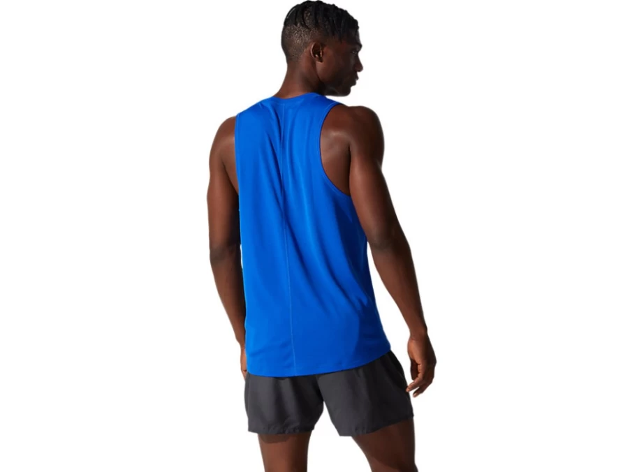 ASICS Men's Performance Silver Singlet - Lightweight Running Top in Asics Blue for Athletic Comfort