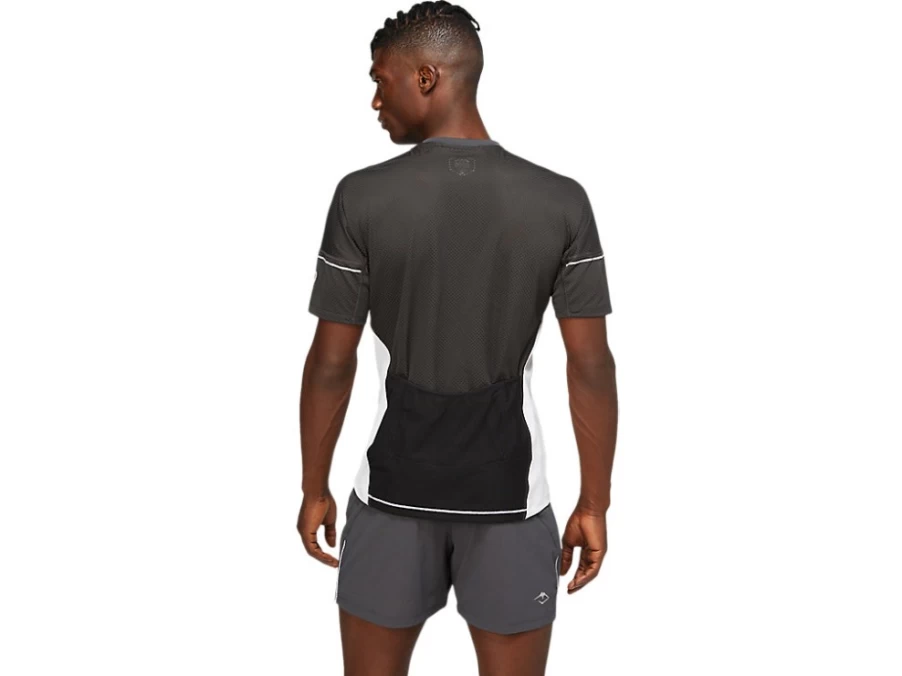 ASICS Men's FujiTrail Running Top - Graphite Grey & Brilliant White - Lightweight Trail Shirt