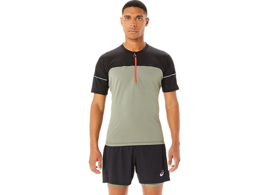 ASICS Men's FujiTrail Running Top - Lichen Green/Performance Black
