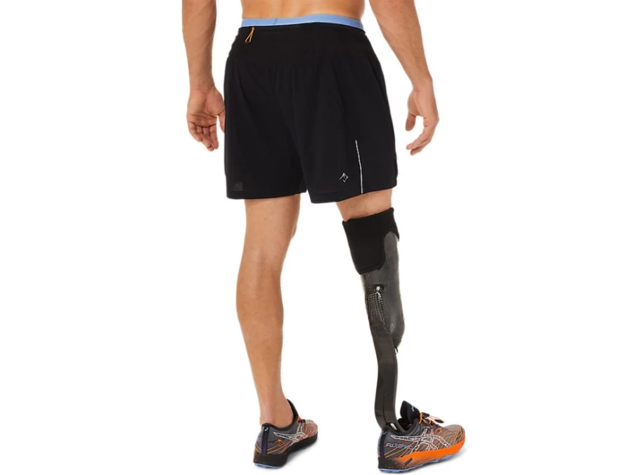 ASICS Men's FujiTrail Running Shorts - Performance Black/Blue Harmony - Lightweight Trail Shorts for Men