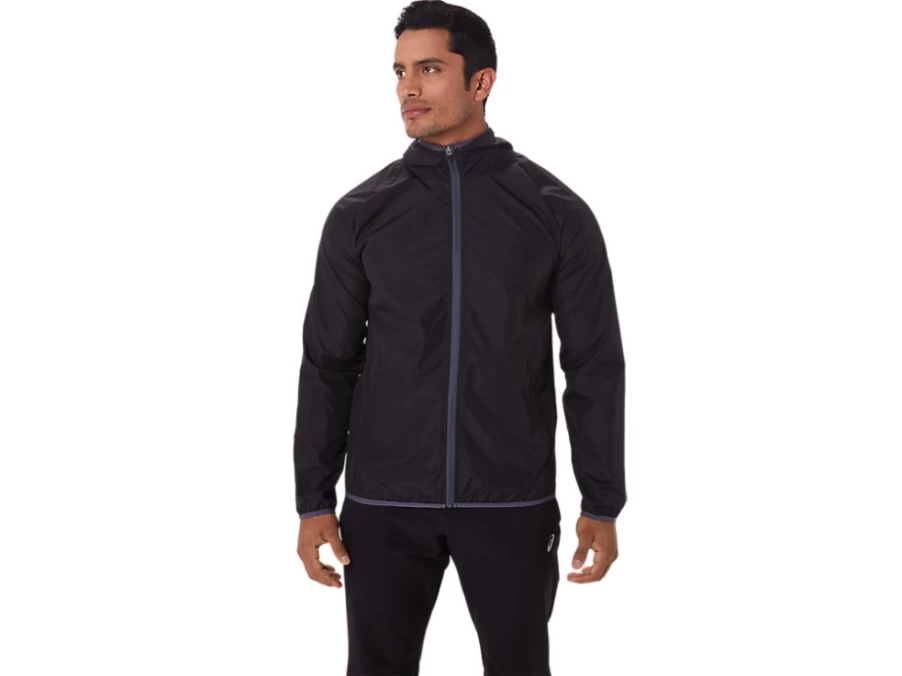 ASICS Men's Performance Black Packable Jacket - Lightweight Travel Windbreaker
