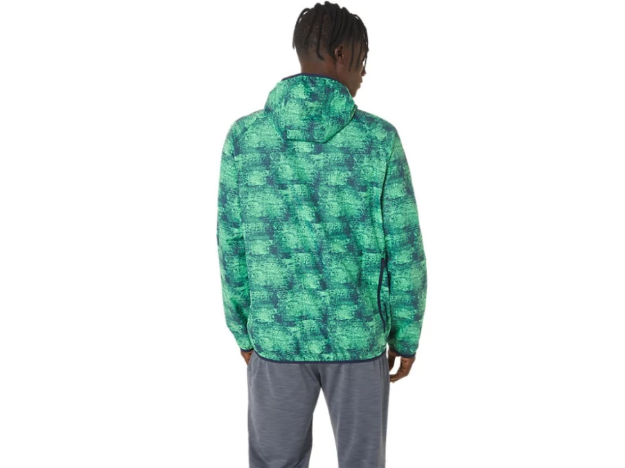 ASICS Men's Tie Dye Green/Peacoat Packable Jacket - Lightweight Travel Windbreaker