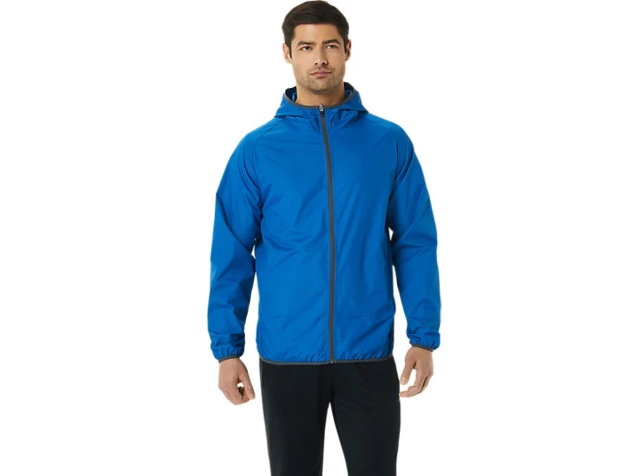 ASICS Men's Packable Jacket in Lake Drive Heather - Lightweight Travel Windbreaker