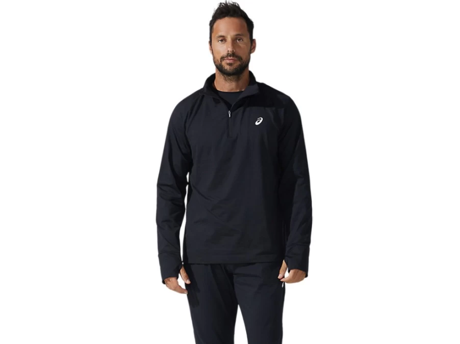 ASICS Men's ThermoPolis Quarter Zip Pullover - Performance Black Thermal Performance Top