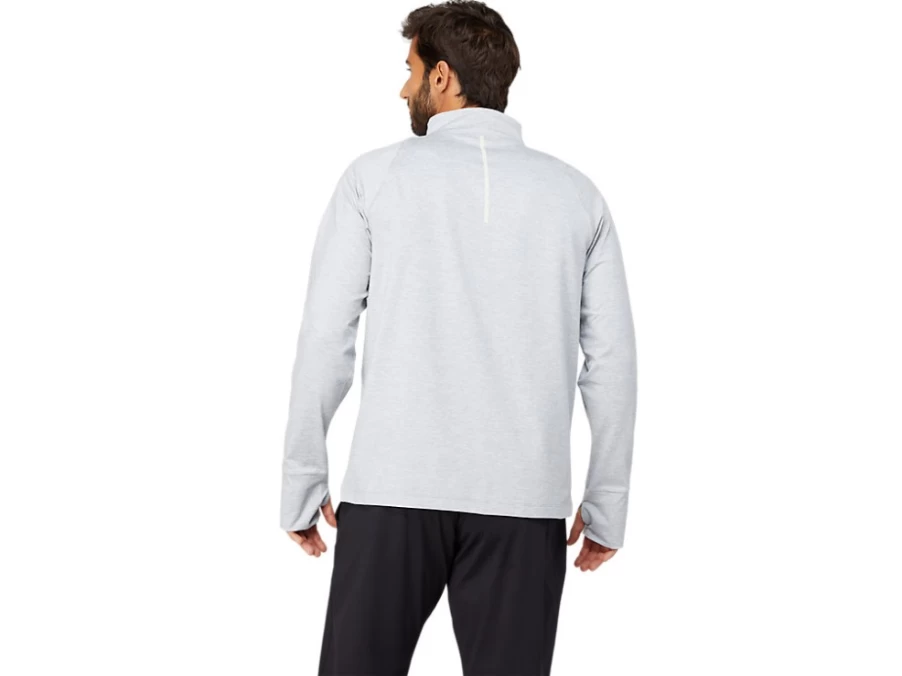 ASICS Men's Light Grey Heather ThermoPolis Quarter Zip Fleece Pullover
