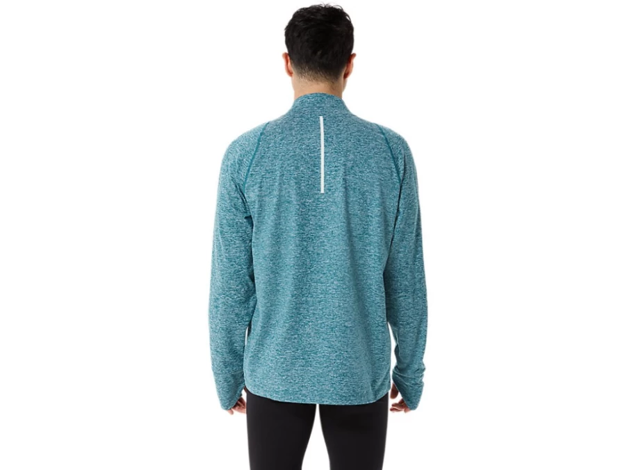 ASICS Men's ThermoPolis Quarter Zip Sweatshirt in Velvet Pine Heather - Lightweight Thermal Pullover