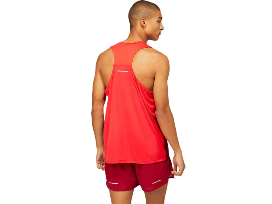 ASICS Men's Electric Red/Burgundy Kasane Singlet - High-Performance Running Top