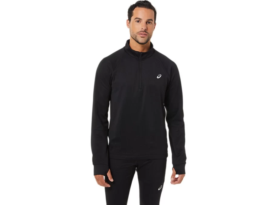 ASICS Men's ThermoPolis 1/2 Zip Winter Pullover - Performance Black Thermal Running Top