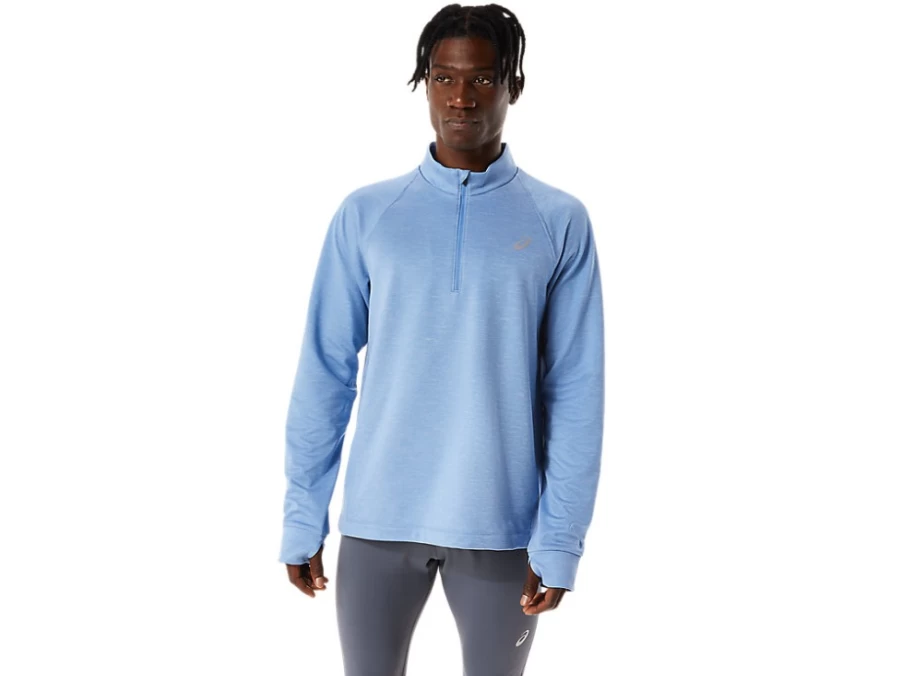 ASICS Men's ThermoPolis Winter 1/2 Zip Sweatshirt - Blue Harmony Heather