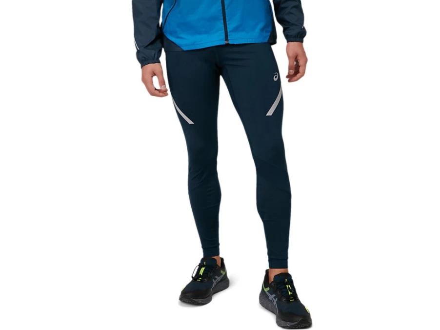 ASICS Men's Lite-Show Tight Running Pants in French Blue - Reflective Athletic Tights for Men