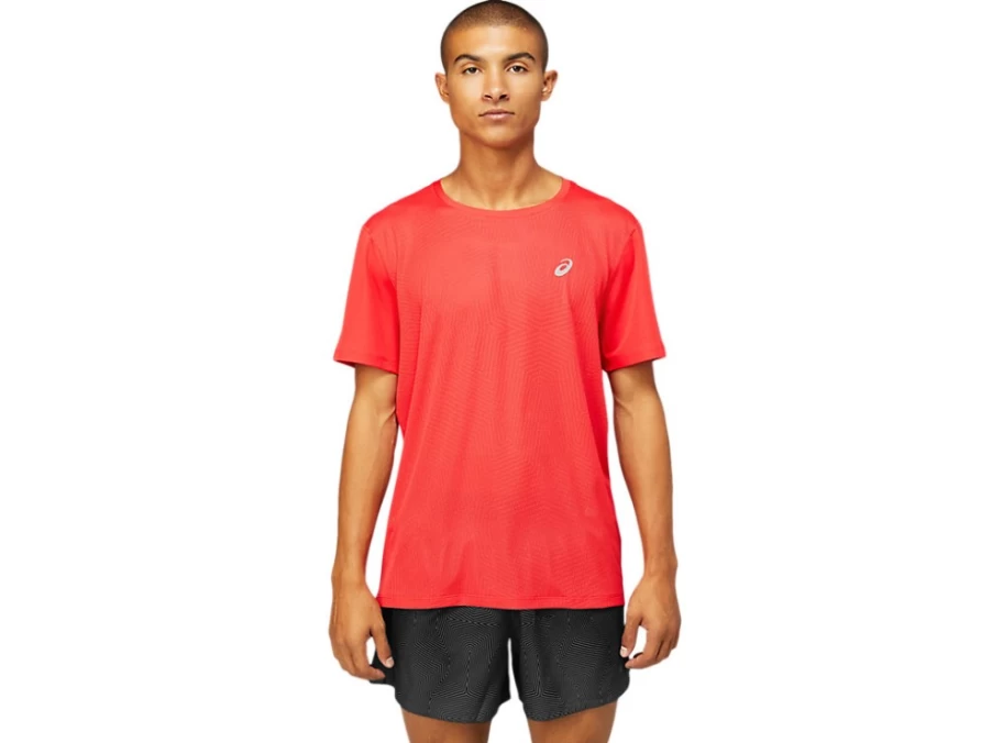 ASICS Men's Electric Red Ventilated Short Sleeve Top