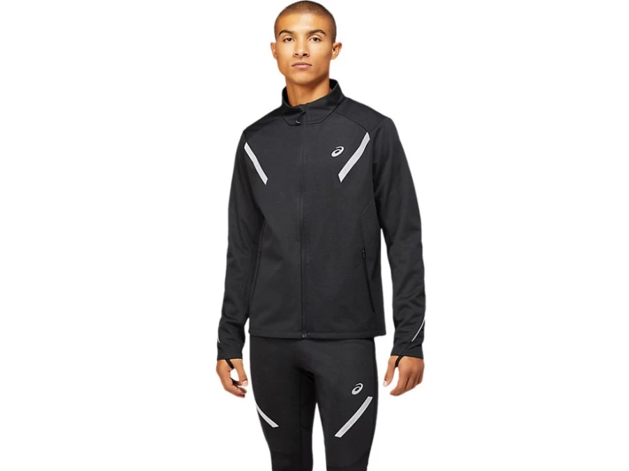 ASICS Men's Lite-Show Winter Jacket in Performance Black - Lightweight Reflective Running Coat