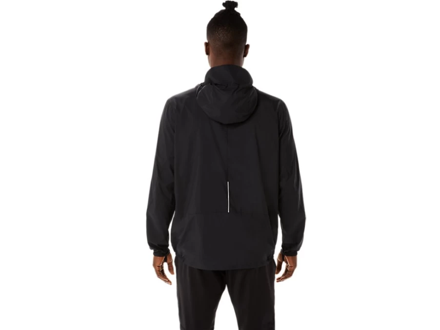 ASICS Men's Lite-Show Running Jacket - Performance Black/Velvet Pine - Reflective Lightweight Windbreaker