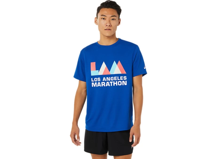 ASICS Men's LA Marathon Short Sleeve Running Shirt in Asics Blue