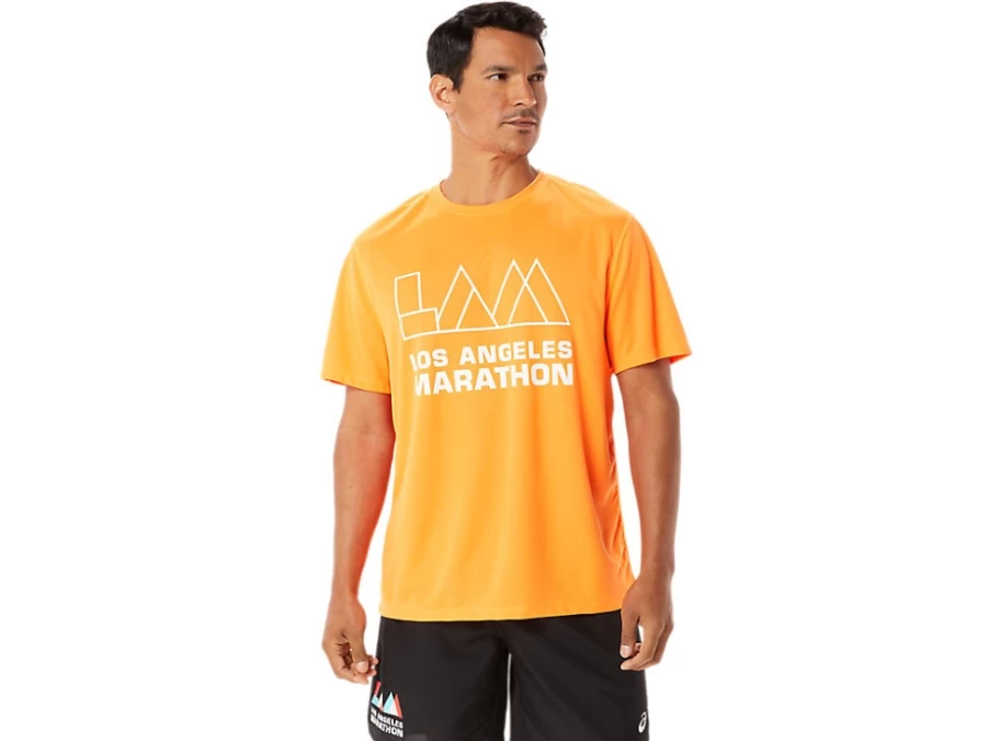 ASICS Men's LAM Ready-Set II Short Sleeve Shirt in Shocking Orange