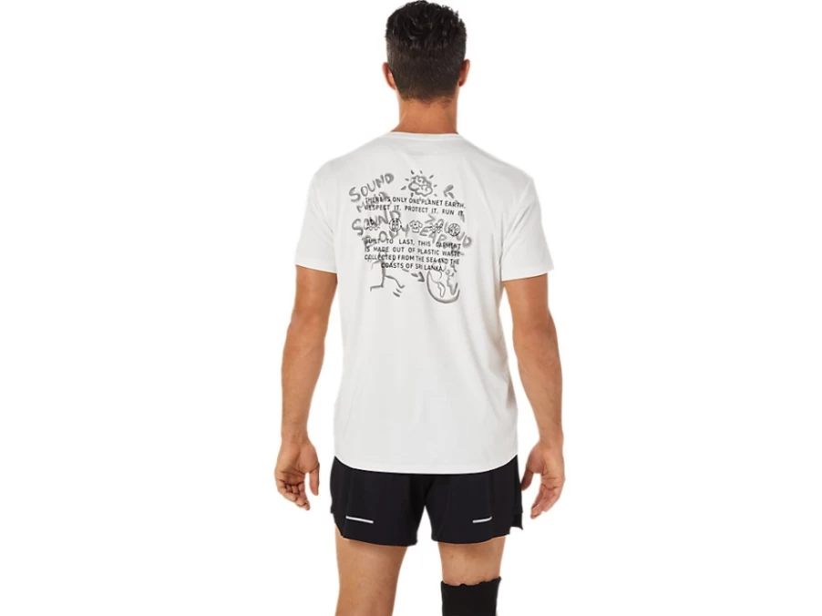 ASICS Men's Natural White Ocean Waste Run Top - Sustainable Running Shirt