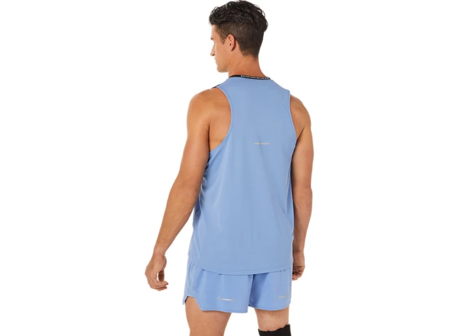 ASICS Men's Race Singlet - Performance Black & Blue Harmony Running Top