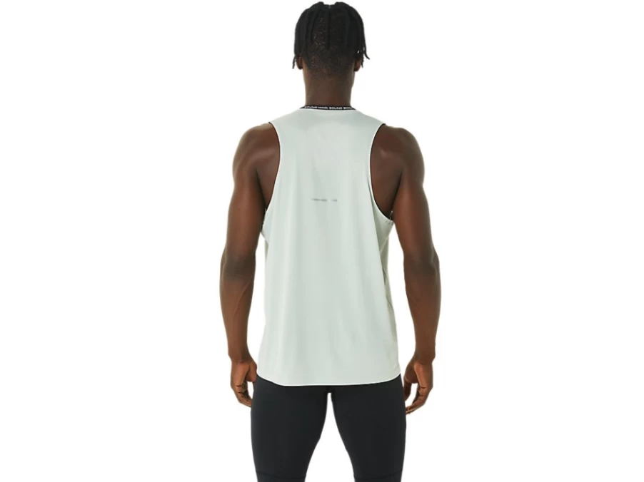 ASICS Men's Performance Running Singlet - Race Sleeveless Shirt in Black/Light Sage