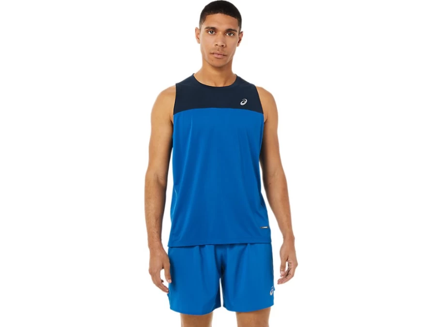 ASICS Men's French Blue/Lake Drive Race Singlet – Lightweight Running Top for Men