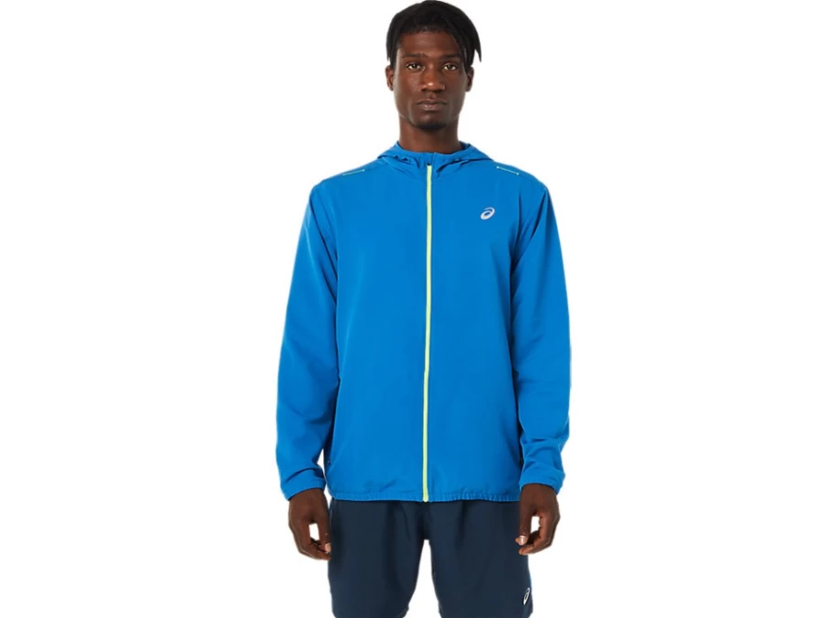 ASICS Men's Ready-Set Jacket in Lake Drive/Hazard Green - Lightweight Outdoor Windbreaker