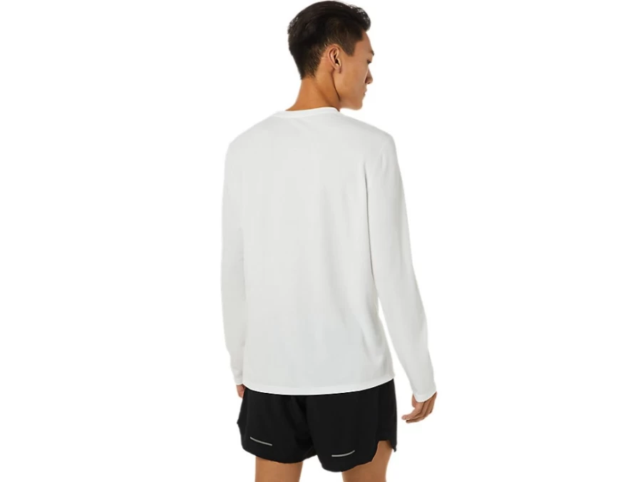 ASICS Men's Ready-Set II Graphic Long Sleeve Shirt - Brilliant White Athletic Top