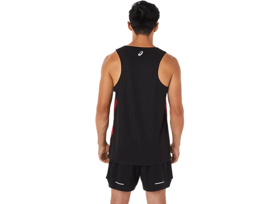 ASICS Men's Electric Red Running Singlet – Lightweight Performance Top