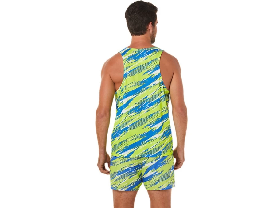 ASICS Men's Hazard Green Color Injection Singlet - Performance Running Top