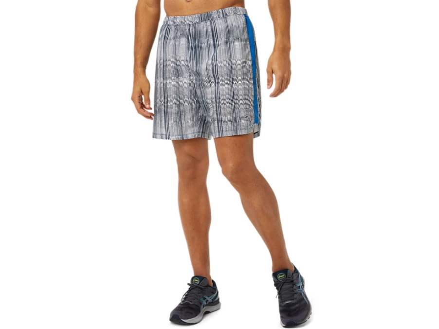ASICS Men's French Blue Print/Lake Drive Ready-Set 7-Inch Graphic Running Shorts