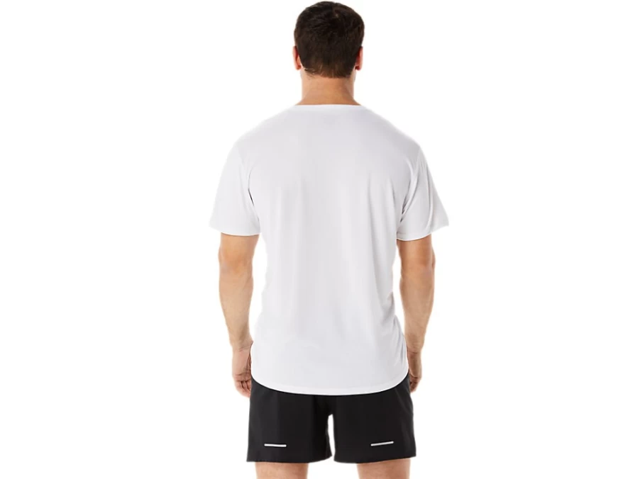 ASICS Men's Ekiden Short Sleeve Running Top - Brilliant White/Blue Coast - Breathable Performance Shirt