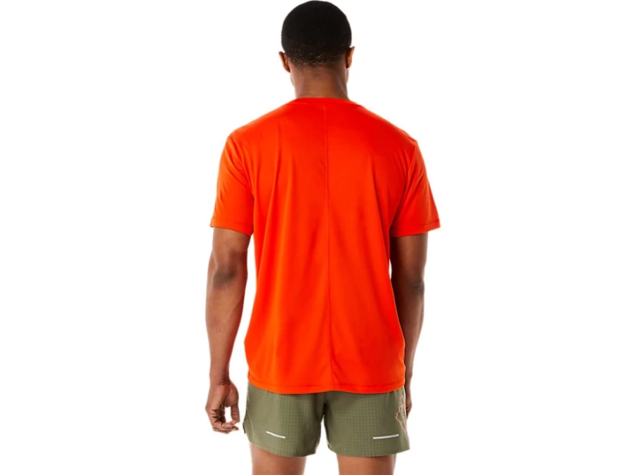 ASICS Men's FujiTrail Logo Short Sleeve Top - Cherry Tomato Red Running Shirt