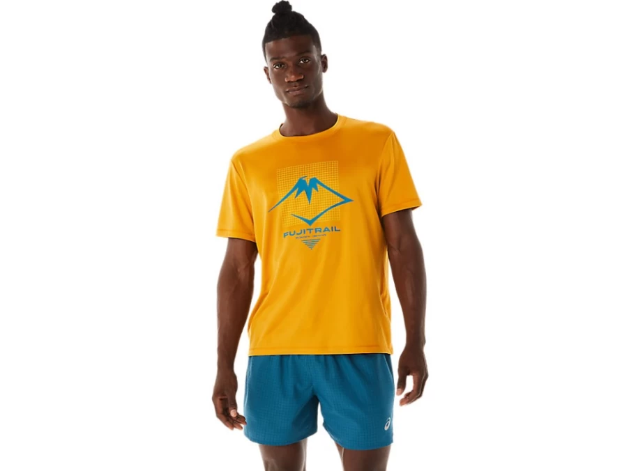 ASICS Men's FujiTrail Logo Sandstorm Short Sleeve Running Top