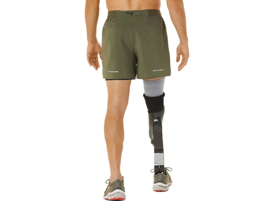 ASICS Men's Mantle Green/Performance Black Road 2-N-1 5-Inch Running Shorts