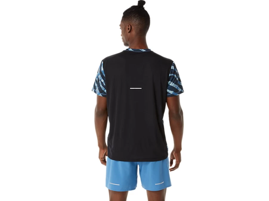 ASICS Men's Wild Camo Short Sleeve Top in Azure/Performance Black